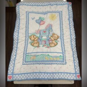 Vintage Little Bedding 
Horse Teddy Bear Baby Crib Quilt-Reversible